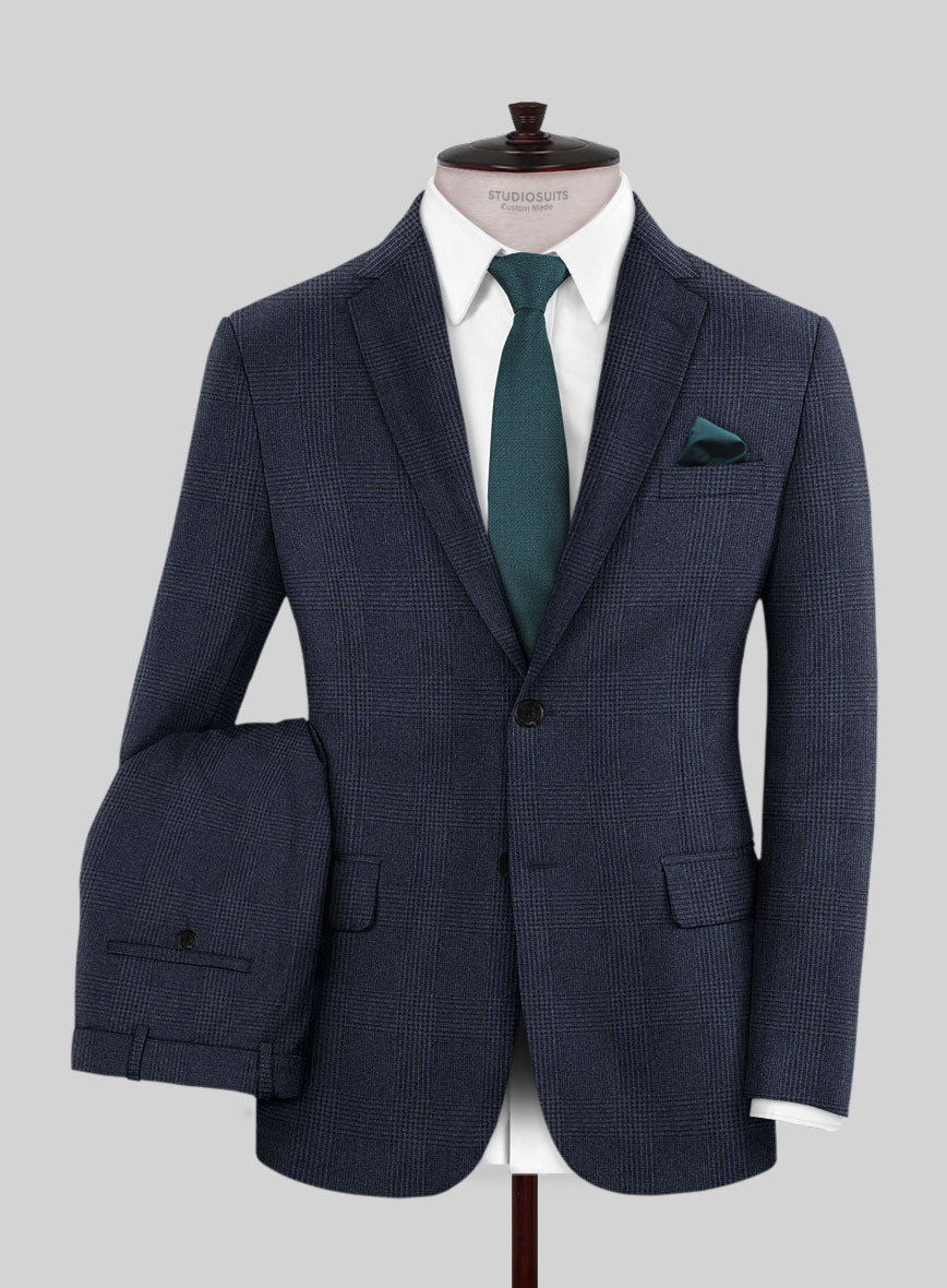 Caccioppoli Calic Glen Blue Wool Suit - StudioSuits