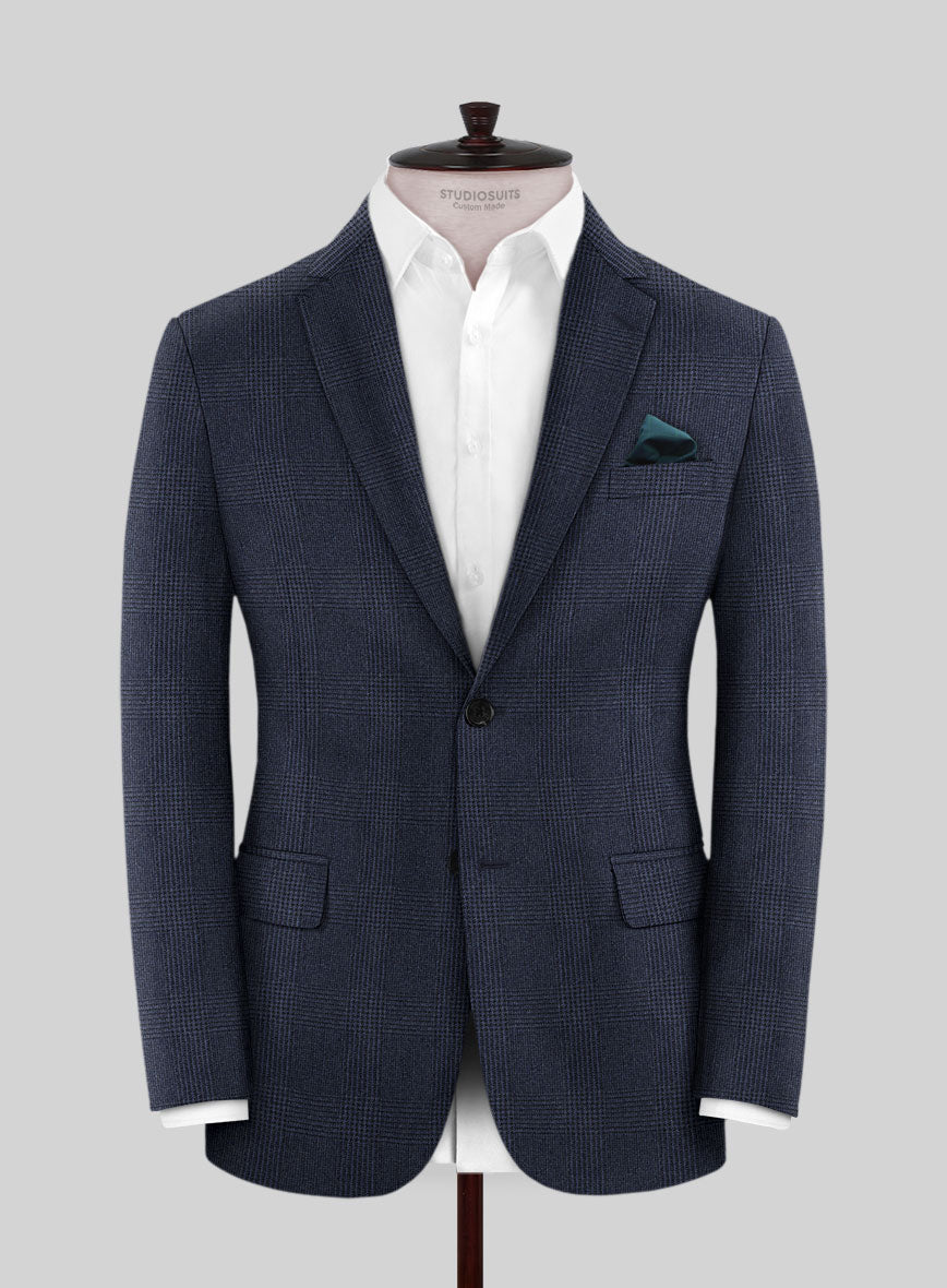Caccioppoli Calic Glen Blue Wool Suit - StudioSuits