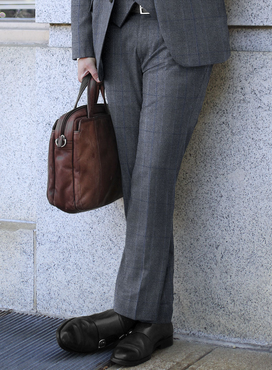 Caccioppoli Carpa Glen Blue Wool Pants - StudioSuits
