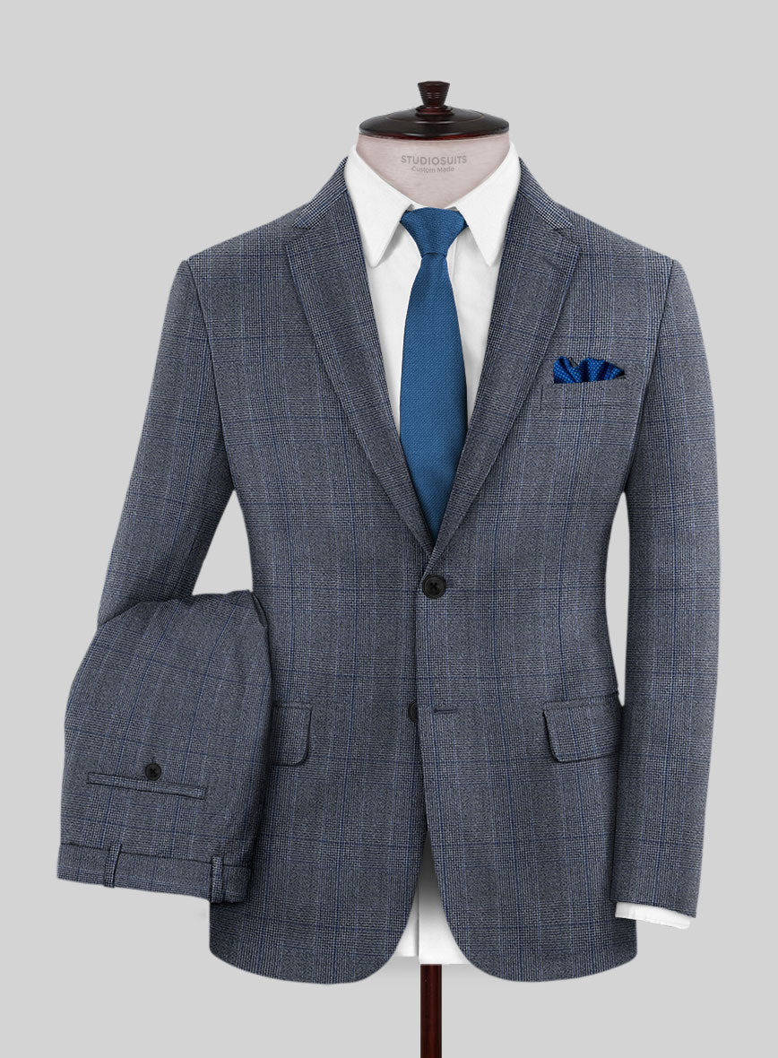 Caccioppoli Carpa Glen Blue Wool Suit - StudioSuits