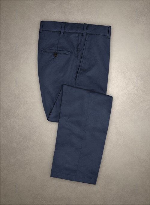 Caccioppoli Cotton Gabardine Marine Blue Pants - StudioSuits