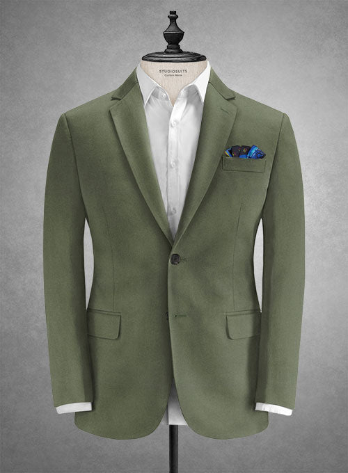 Caccioppoli Cotton Gabardine Myrtle Green Jacket - StudioSuits