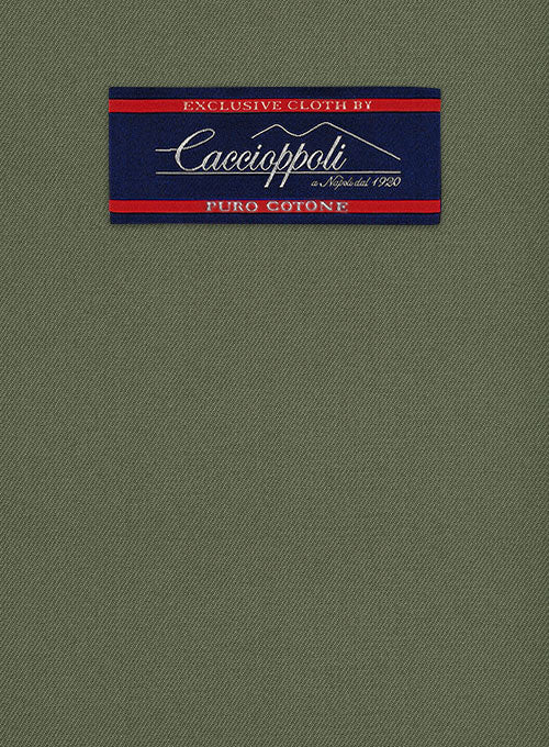 Caccioppoli Cotton Gabardine Myrtle Green Pants - StudioSuits