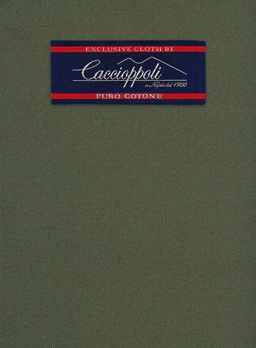 Caccioppoli Cotton Gabardine Oak Green Jacket - StudioSuits