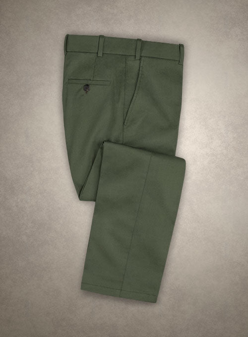 Caccioppoli Cotton Gabardine Oak Green Pants - StudioSuits