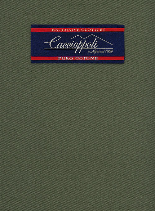 Caccioppoli Cotton Gabardine Oak Green Pants - StudioSuits