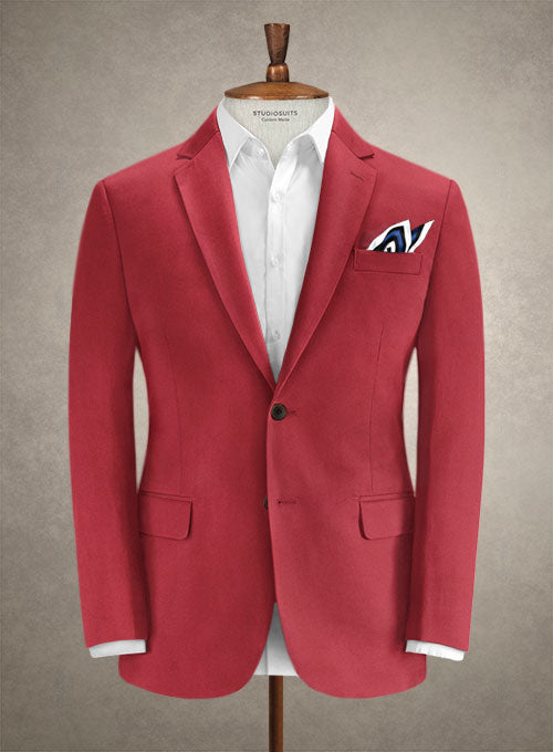 Caccioppoli Cotton Gabardine Tango Red Jacket - StudioSuits