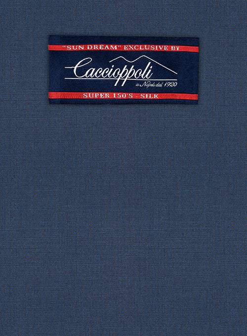Caccioppoli Sun Dream Amango Flat Blue Wool Silk Jacket - StudioSuits