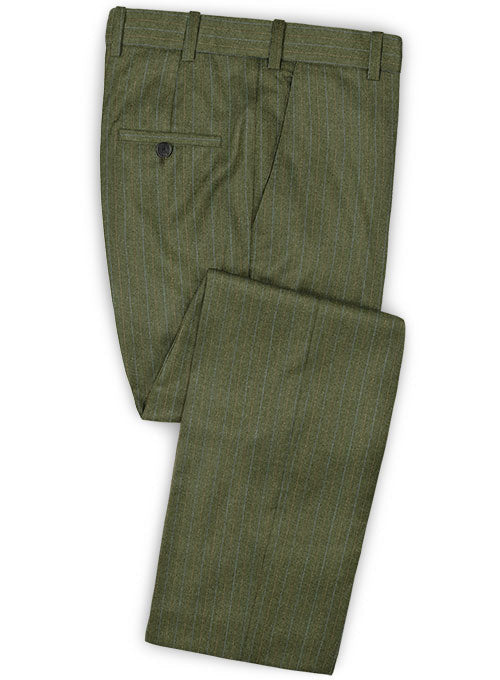 Caccioppoli Dapper Dandy Iniesa Seaweed Green Wool Pants - StudioSuits
