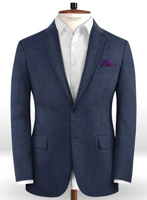 Caccioppoli Dapper Dandy Rupana Birdseye Blue Wool Jacket - StudioSuits