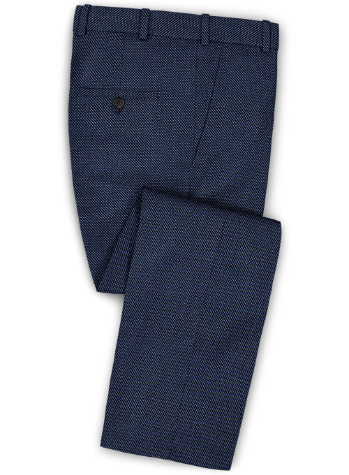 Caccioppoli Dapper Dandy Rupana Birdseye Blue Wool Pants - StudioSuits