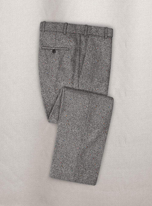 Caccioppoli Donegal Light Gray Tweed Pants - StudioSuits