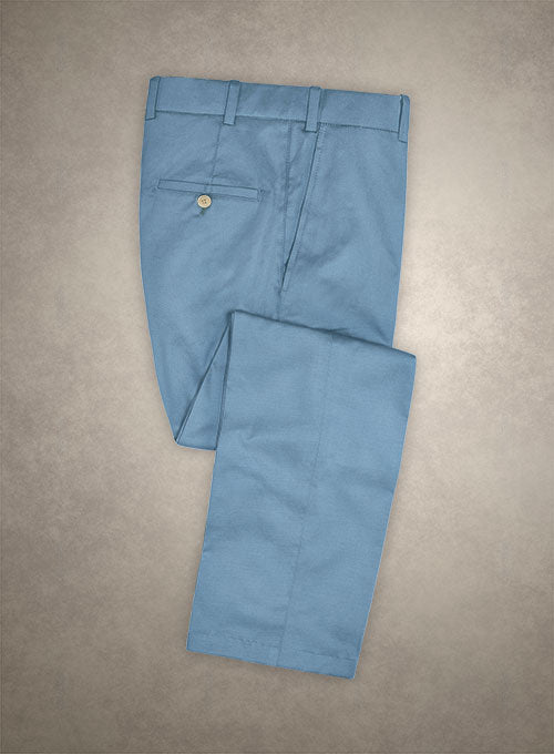 Caccioppoli Cotton Gabardine Mineral Blue Pants - StudioSuits