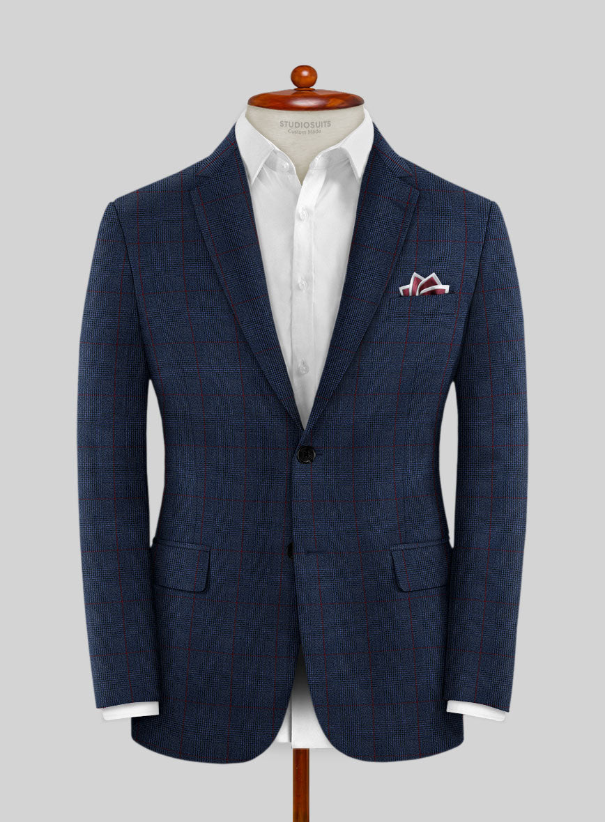 Caccioppoli Lavide Glen Blue Wool Jacket - StudioSuits