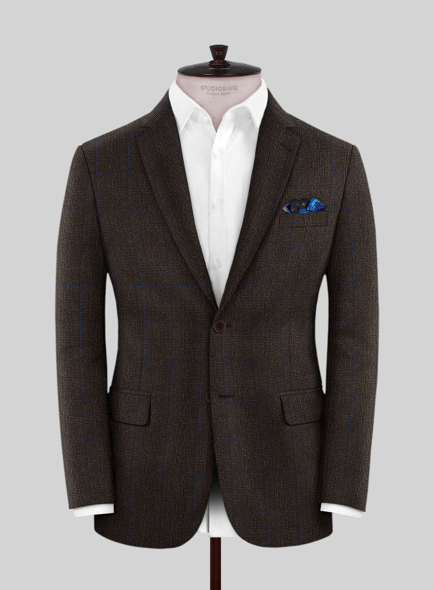 Caccioppoli Lenana Glen Brown Wool Jacket - StudioSuits