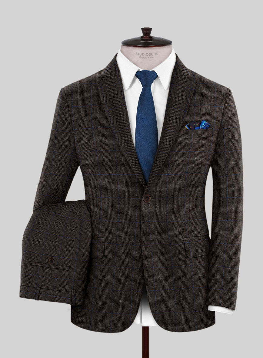 Caccioppoli Lenana Glen Brown Wool Suit - StudioSuits