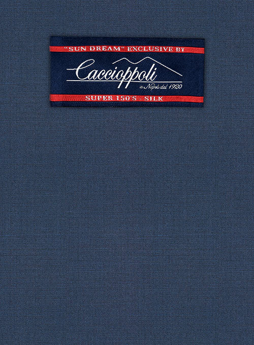 Caccioppoli Sun Dream Amango Flat Blue Wool Silk Suit - StudioSuits