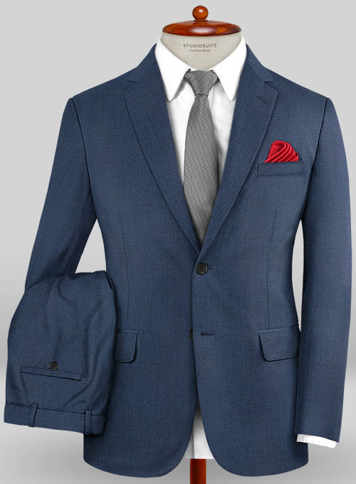 Caccioppoli Sun Dream Amango Flat Blue Wool Silk Suit - StudioSuits