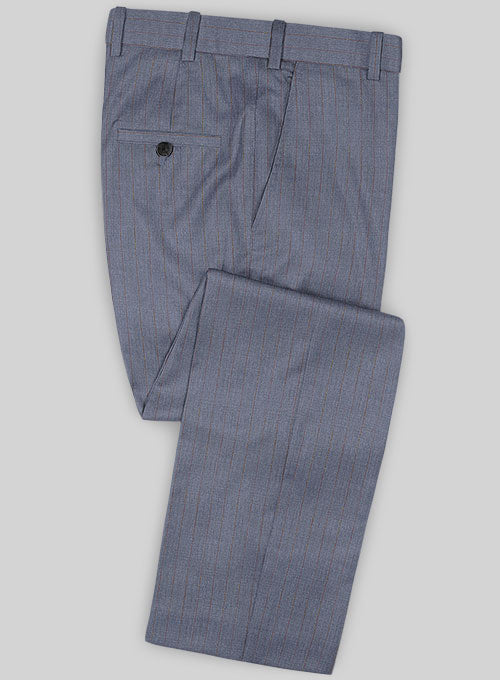 Caccioppoli Sun Dream Polico Blue Wool Silk Pants - StudioSuits