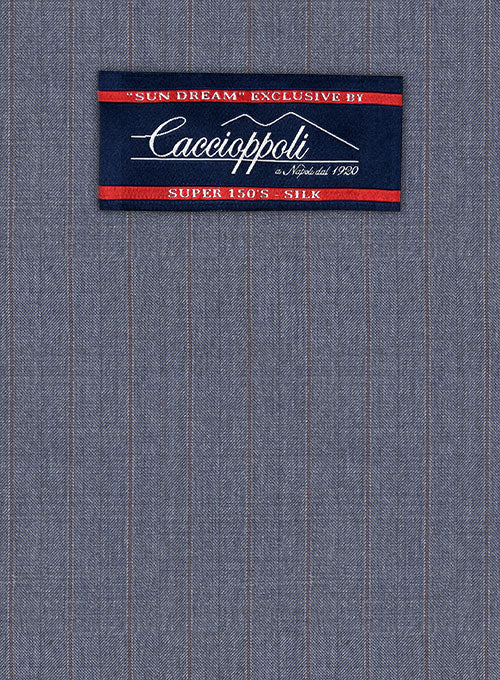 Caccioppoli Sun Dream Polico Blue Wool Silk Suit - StudioSuits