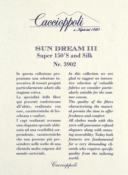 Caccioppoli Sun Dream Polico Blue Wool Silk Suit - StudioSuits