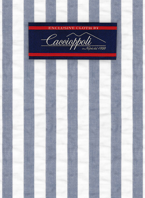 Caccioppoli Seersucker Blue Stripe Jacket - StudioSuits