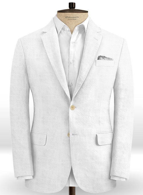 Caccioppoli Seersucker White Jacket - StudioSuits