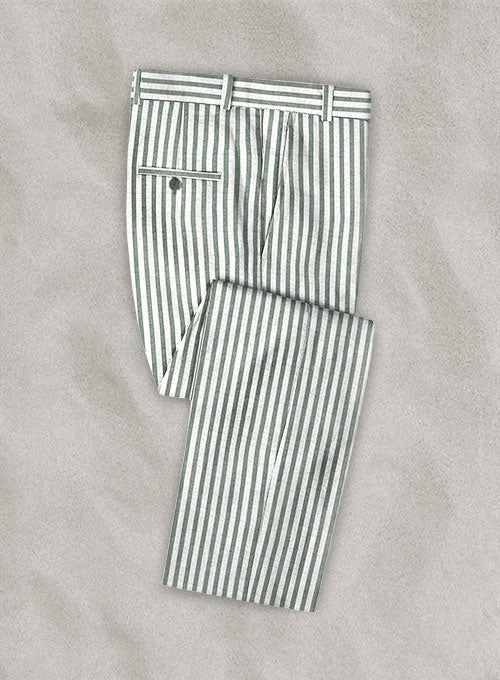 Caccioppoli Seersucker Green Stripe Pants - StudioSuits