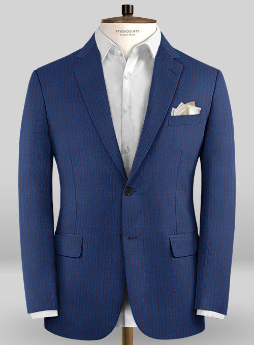 Caccioppoli Sun Dream Calgio Royal Blue Wool Silk Jacket - StudioSuits