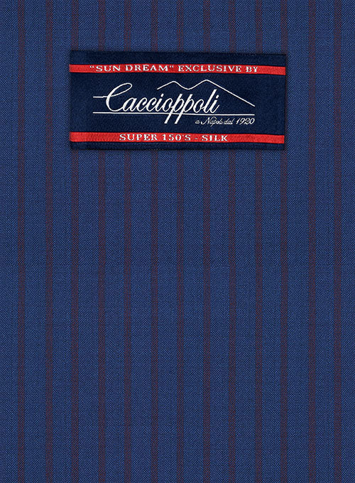 Caccioppoli Sun Dream Calgio Royal Blue Wool Silk Pants - StudioSuits
