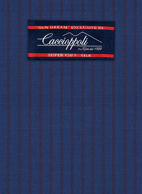 Caccioppoli Sun Dream Calgio Royal Blue Wool Silk Suit - StudioSuits