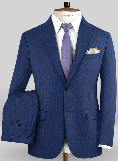 Caccioppoli Sun Dream Calgio Royal Blue Wool Silk Suit - StudioSuits