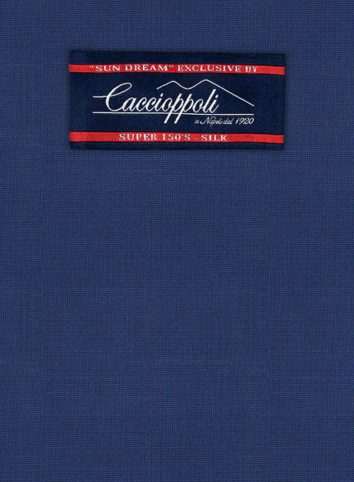Caccioppoli Sun Dream Diano Royal Blue Wool Silk Pants - StudioSuits
