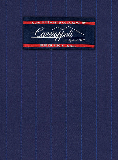 Caccioppoli Sun Dream Frozo Blue Wool Silk Pants - StudioSuits