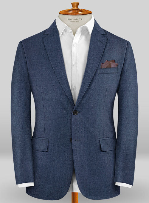 Caccioppoli Sun Dream Ink Blue Wool Silk Jacket - StudioSuits