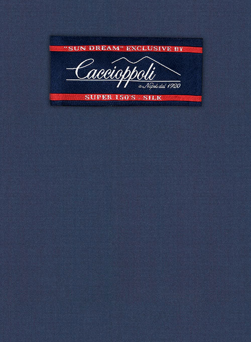 Caccioppoli Sun Dream Ink Blue Wool Silk Suit - StudioSuits