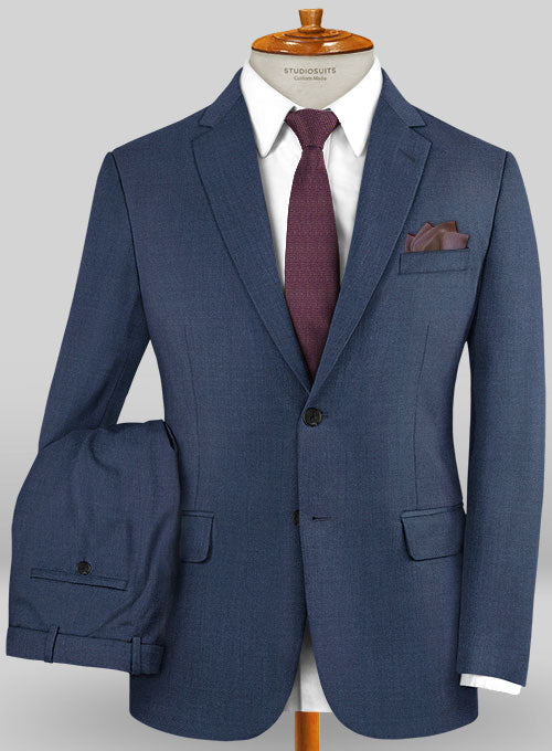 Caccioppoli Sun Dream Ink Blue Wool Silk Suit - StudioSuits