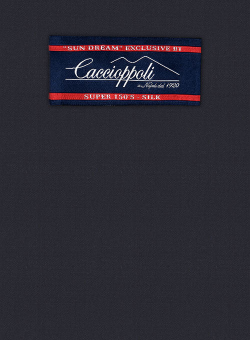 Caccioppoli Sun Dream Dark Navy Blue Wool Silk Jacket - StudioSuits