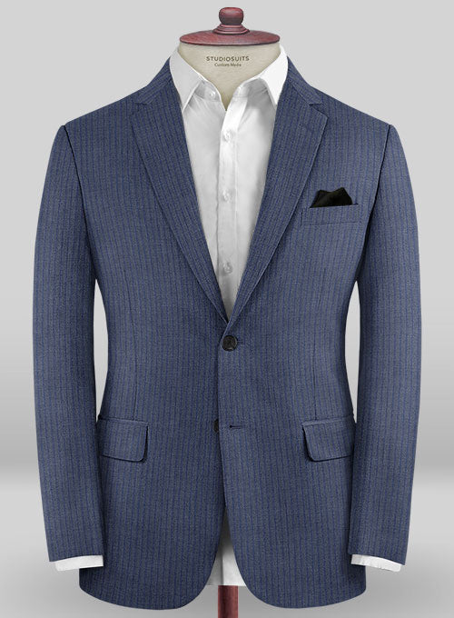 Caccioppoli Sun Dream Poreli Blue Wool Silk Jacket - StudioSuits