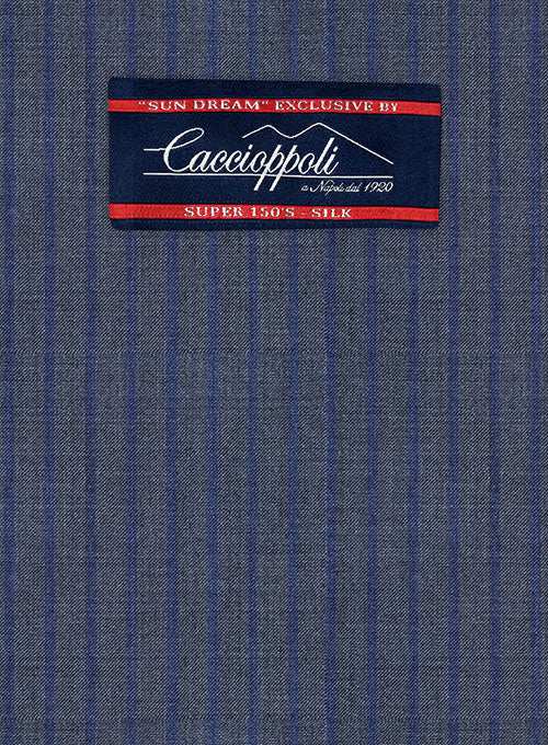 Caccioppoli Sun Dream Poreli Blue Wool Silk Jacket - StudioSuits