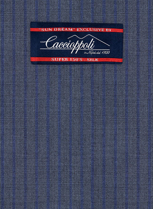 Caccioppoli Sun Dream Poreli Blue Wool Silk Suit - StudioSuits