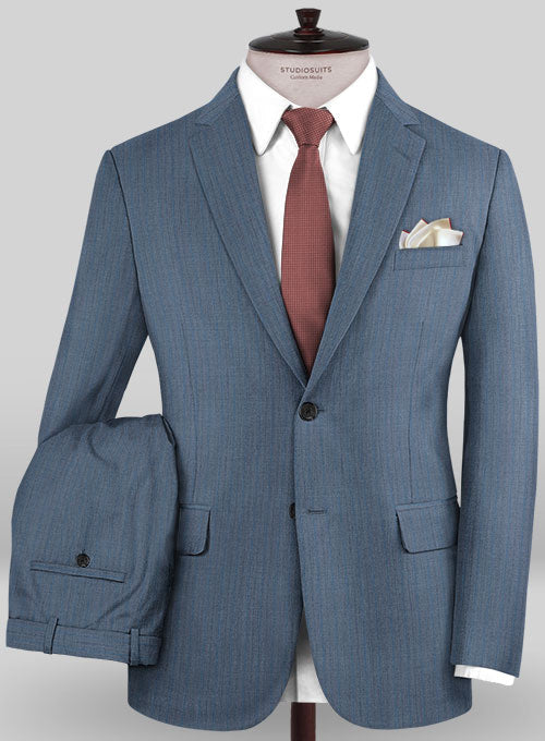 Caccioppoli Sun Dream Risca Blue Wool Silk Suit - StudioSuits