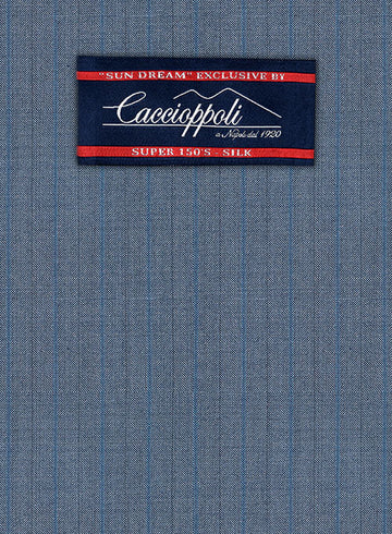 Caccioppoli Sun Dream Risca Blue Wool Silk Suit - StudioSuits
