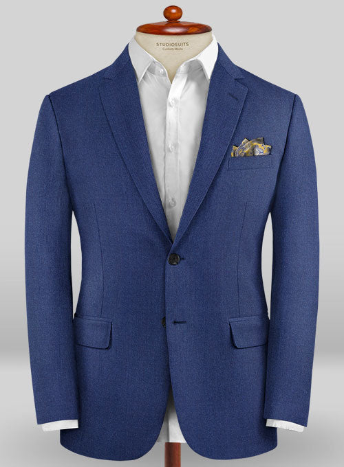 Caccioppoli Sun Dream Royal Blue Wool Silk Jacket - StudioSuits