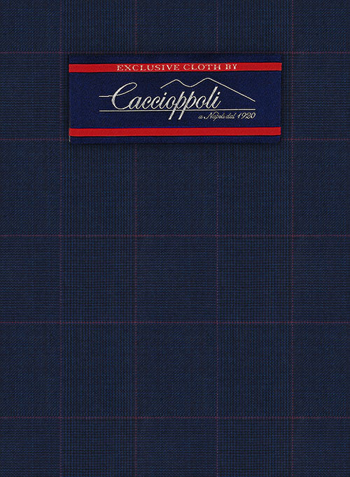 Caccioppoli Wool Blue Batti Suit - StudioSuits