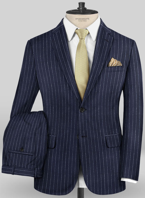 Caccioppoli Wool Blue Ostone Suit - StudioSuits