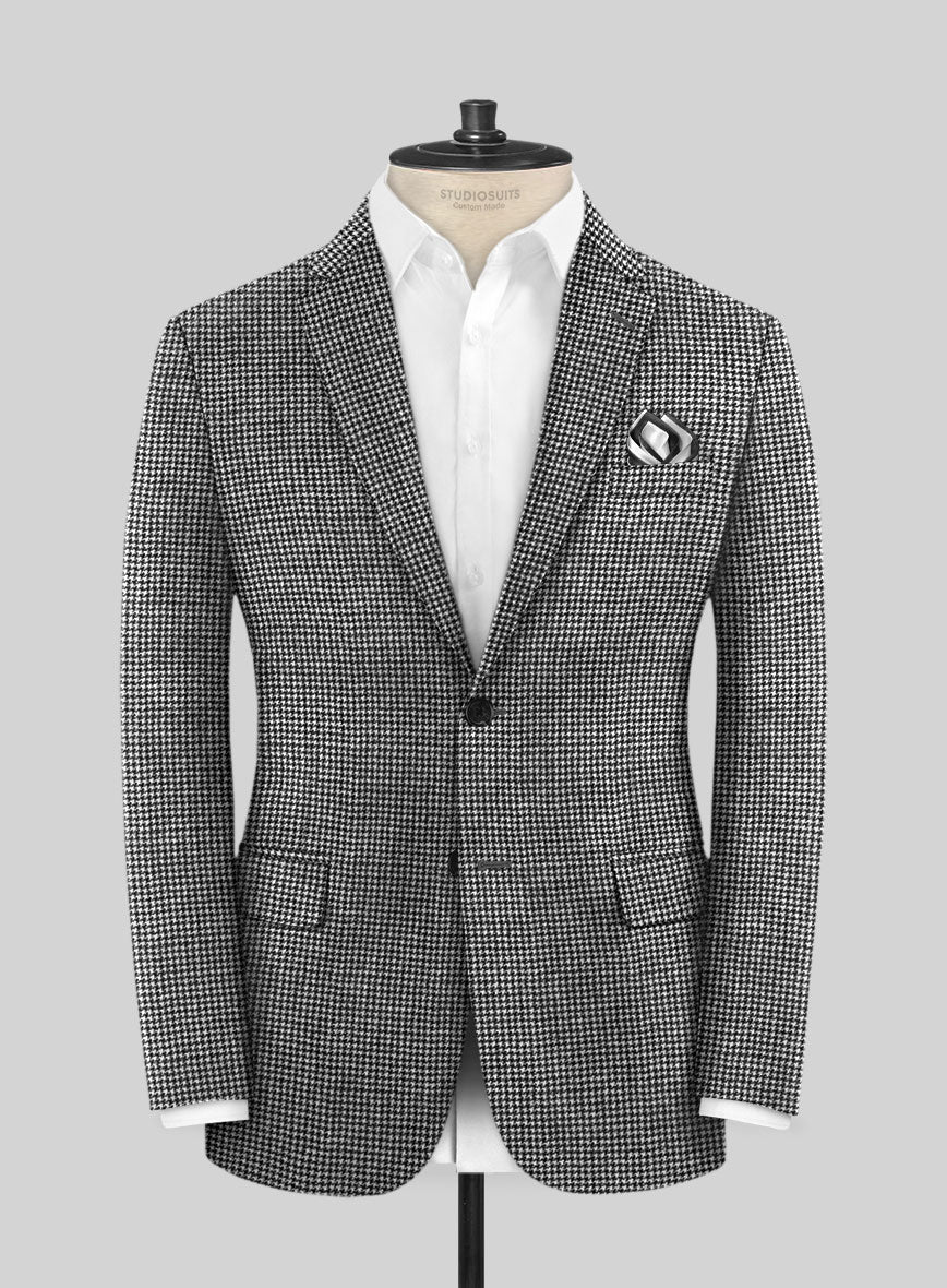 Caccioppoli Saghio Houndstooth Gray Wool Jacket - StudioSuits