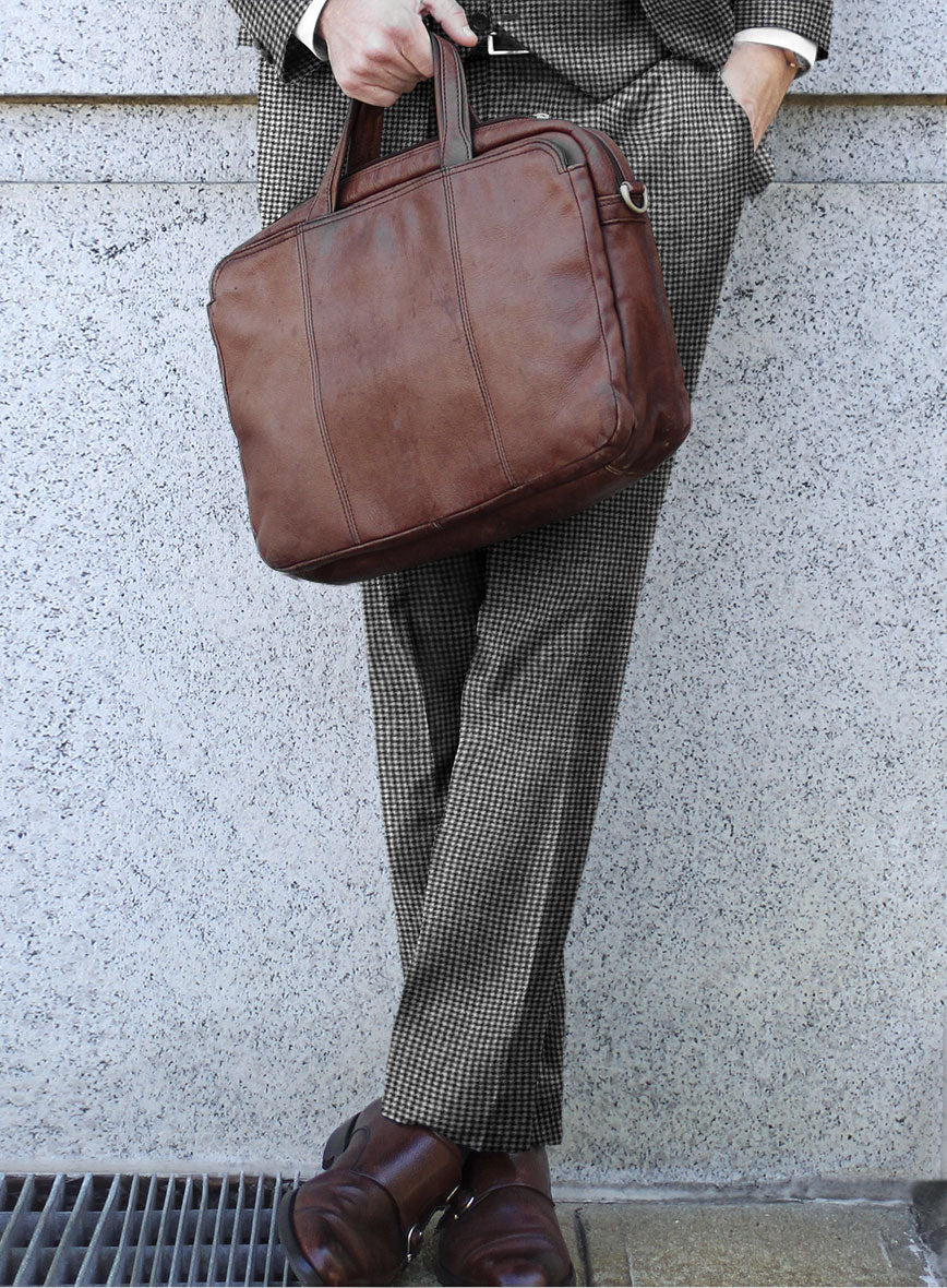 Caccioppoli Saghio Houndstooth Gray Wool Pants - StudioSuits