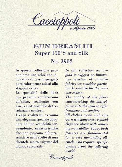 Caccioppoli Sun Dream Rizzo Dark Blue Wool Silk Suit - StudioSuits