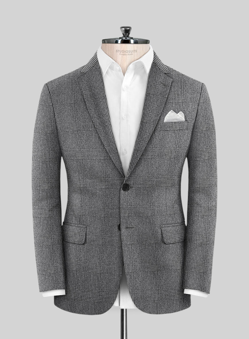 Caccioppoli Alage Glen Gray Wool Jacket - StudioSuits